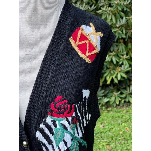 VTG Ugly Christmas Sweater Music Teacher Vest Jingle Bells M Black - Picture 3 of 9